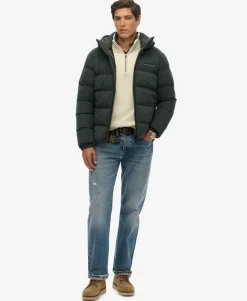 Hooded Microfibre Sport Puffer Jacket