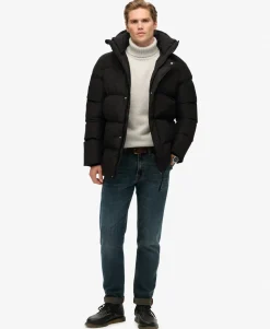 Hooded Mid Length Sports Puffer Jacket