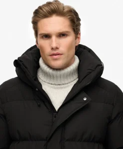 Hooded Mid Length Sports Puffer Jacket