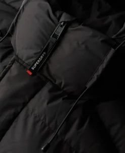 Hooded Mid Length Sports Puffer Jacket