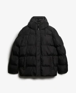 Hooded Mid Length Sports Puffer Jacket