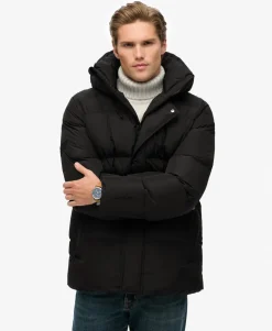 Hooded Mid Length Sports Puffer Jacket