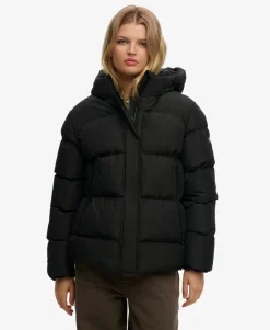 Hooded Mid Length Sports Puffer Jacket