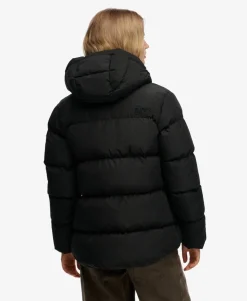 Hooded Mid Length Sports Puffer Jacket