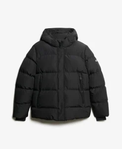 Hooded Mid Length Sports Puffer Jacket