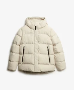 Hooded Mid Length Sports Puffer Jacket