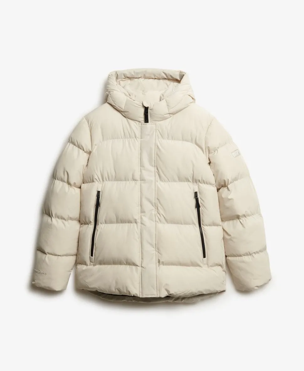 Hooded Mid Length Sports Puffer Jacket
