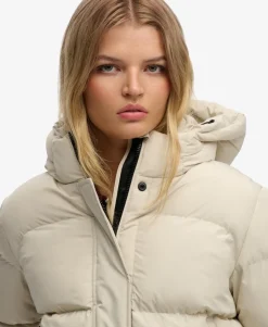 Hooded Mid Length Sports Puffer Jacket