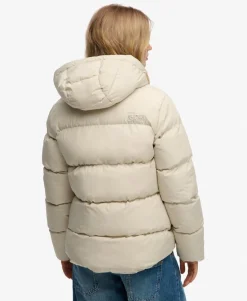 Hooded Mid Length Sports Puffer Jacket