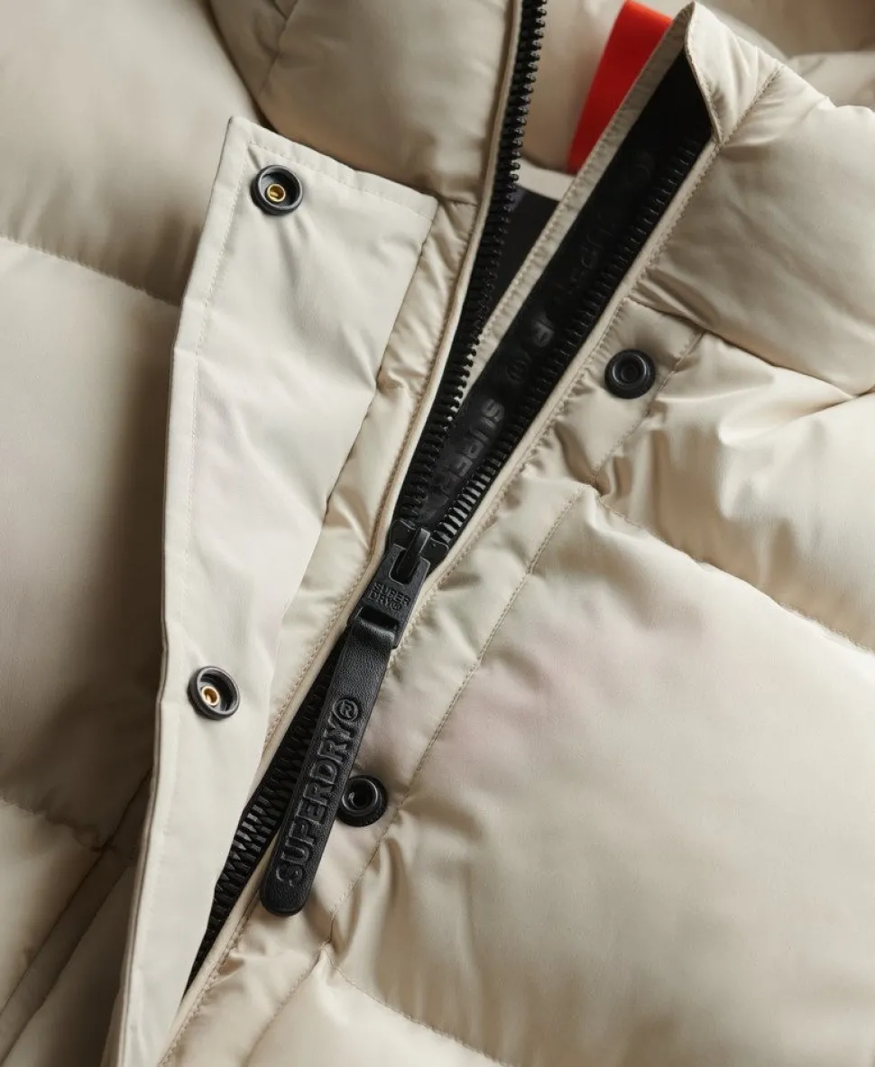 Hooded Mid Length Sports Puffer Jacket