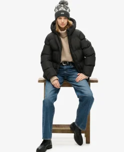 Hooded Mid Length Sports Puffer Jacket
