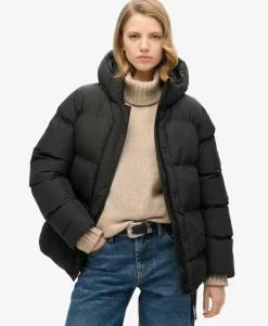 Hooded Mid Length Sports Puffer Jacket