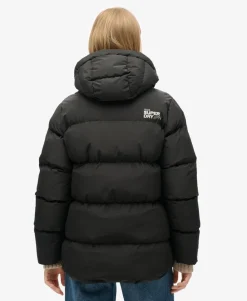 Hooded Mid Length Sports Puffer Jacket