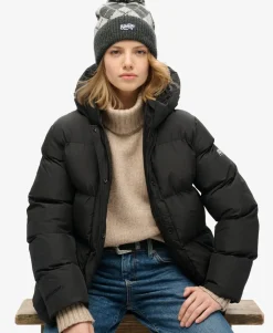Hooded Mid Length Sports Puffer Jacket