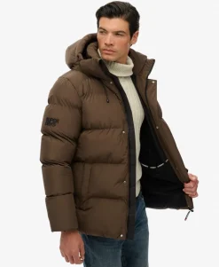 Hooded Mid Length Sports Puffer Jacket