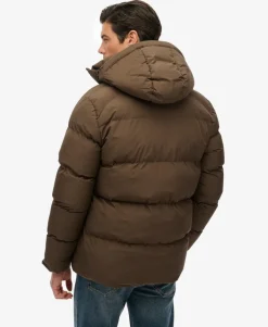 Hooded Mid Length Sports Puffer Jacket
