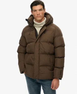 Hooded Mid Length Sports Puffer Jacket