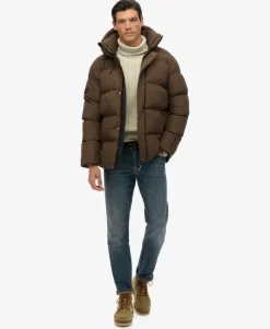 Hooded Mid Length Sports Puffer Jacket
