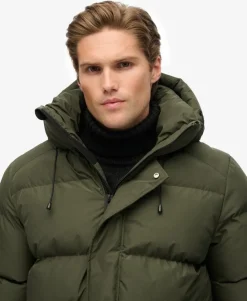 Hooded Mid Length Sports Puffer Jacket