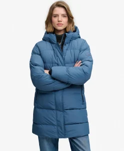 Hooded Sports Puffer Mid Length Jacket