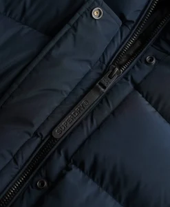 Hooded Sports Puffer Mid Length Jacket