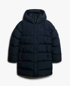 Hooded Sports Puffer Mid Length Jacket