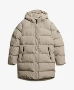 Hooded Sports Puffer Mid Length Jacket