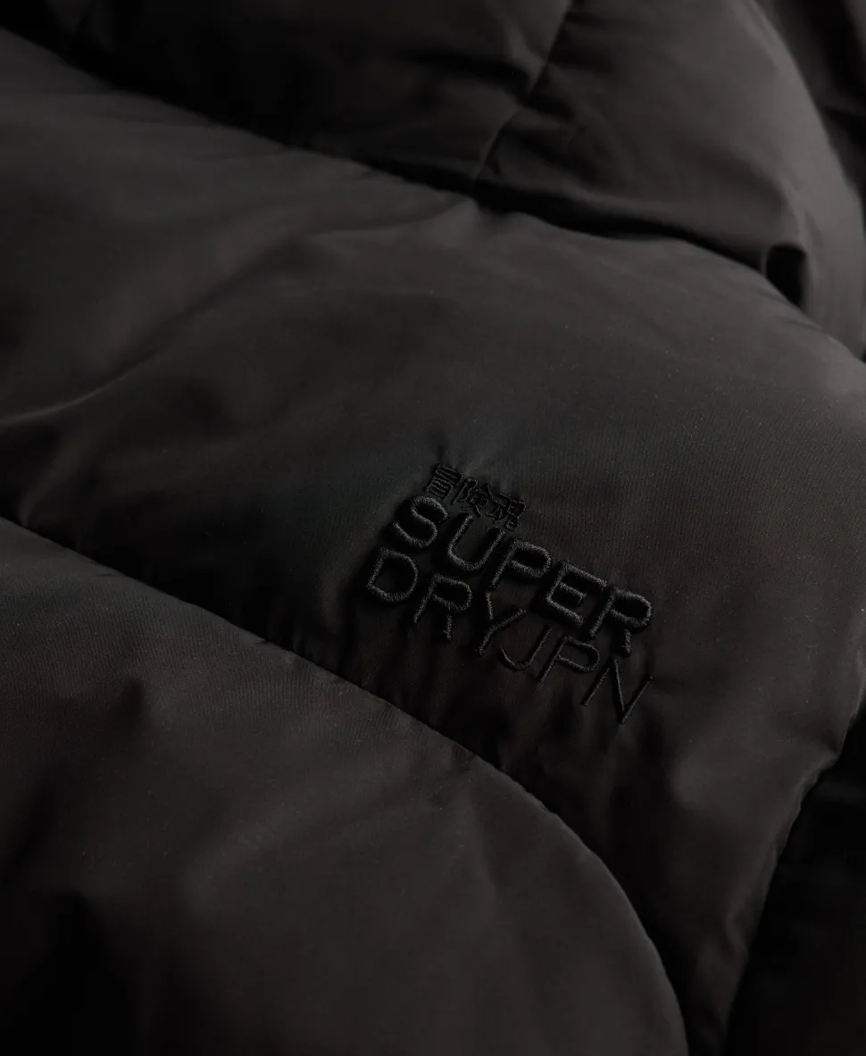 Hooded Sports Puffer Mid Length Jacket