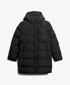 Hooded Sports Puffer Mid Length Jacket
