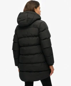 Hooded Sports Puffer Mid Length Jacket
