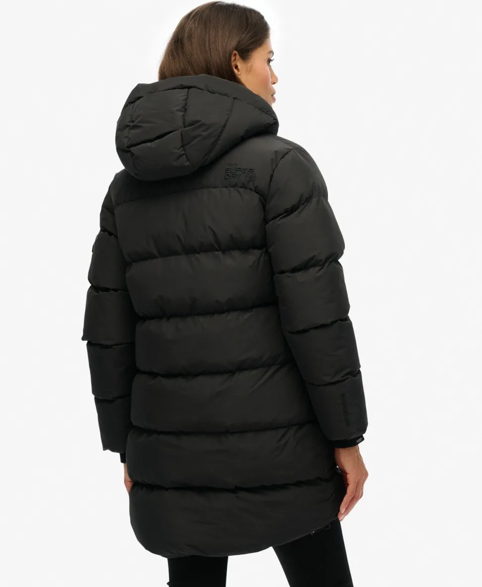 Hooded Sports Puffer Mid Length Jacket