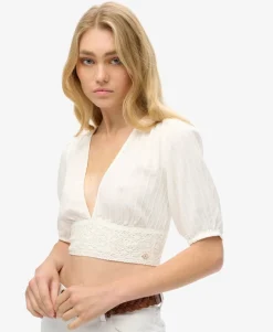 Ibiza Short Sleeve Lace Trim Top