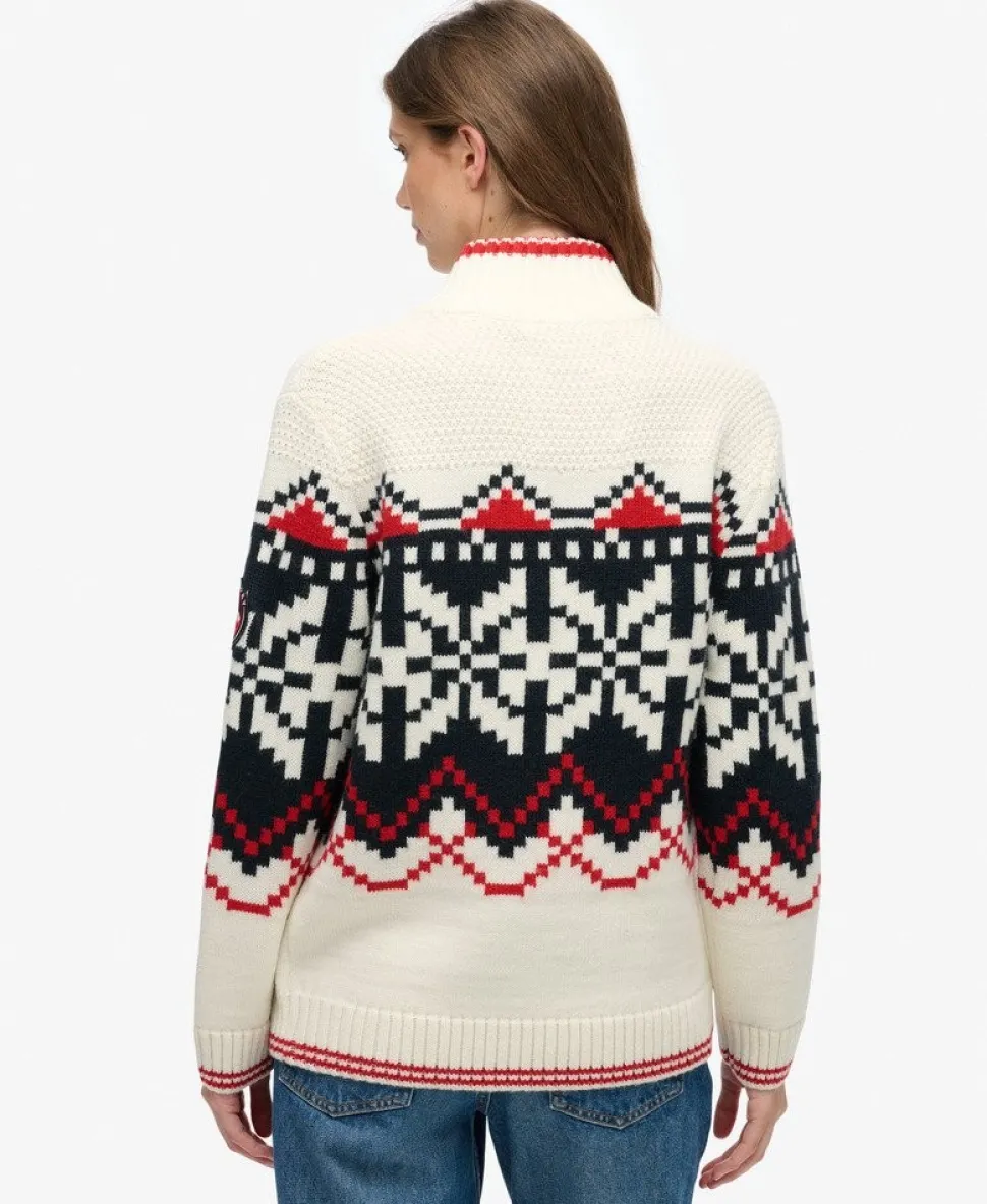 Intarsia Half Zip Jumper
