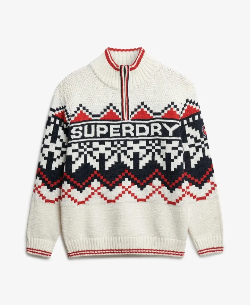 Intarsia Half Zip Jumper
