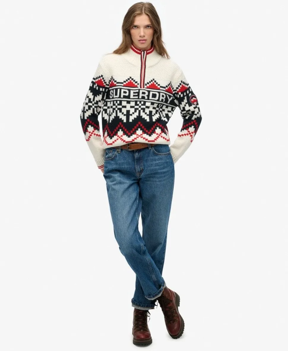 Intarsia Half Zip Jumper