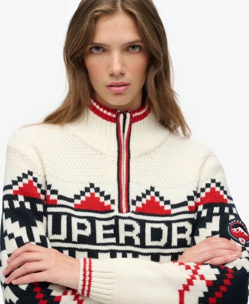 Intarsia Half Zip Jumper