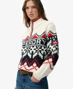 Intarsia Half Zip Jumper