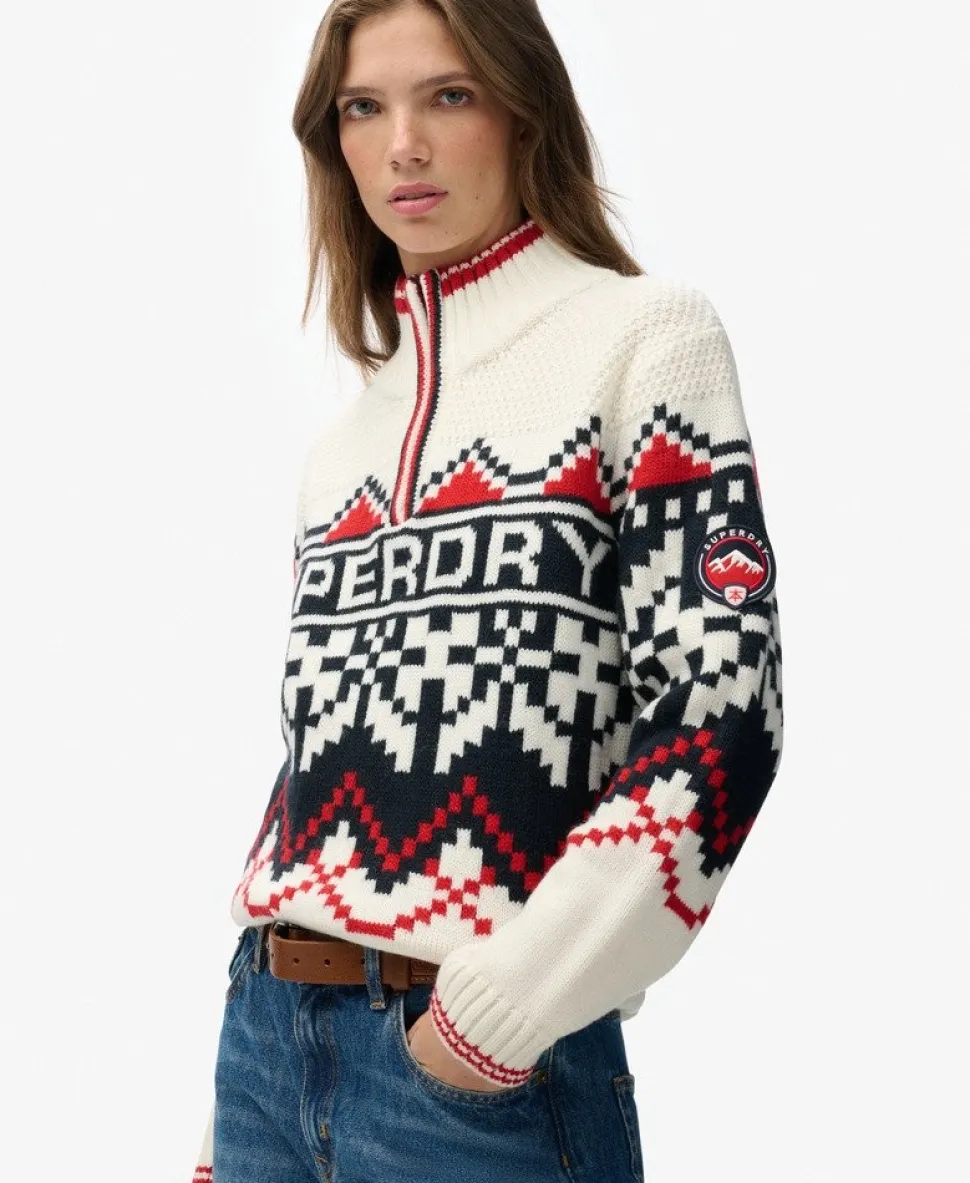 Intarsia Half Zip Jumper