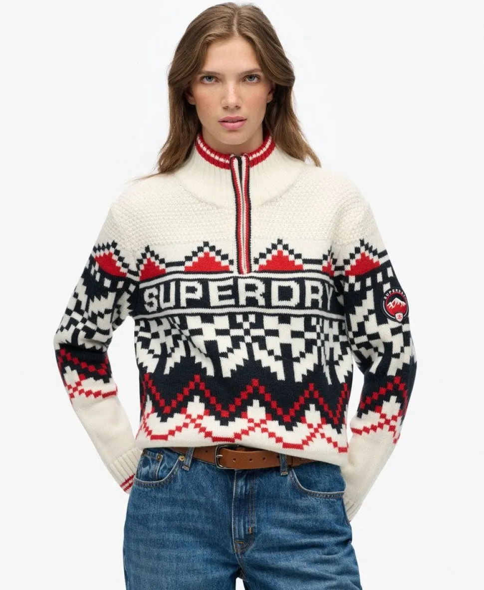 Intarsia Half Zip Jumper