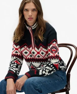 Intarsia Half Zip Jumper