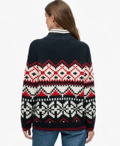 Intarsia Half Zip Jumper