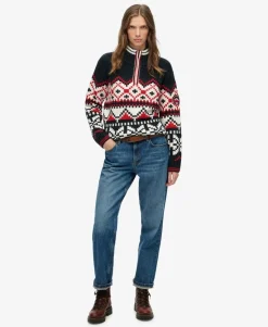 Intarsia Half Zip Jumper