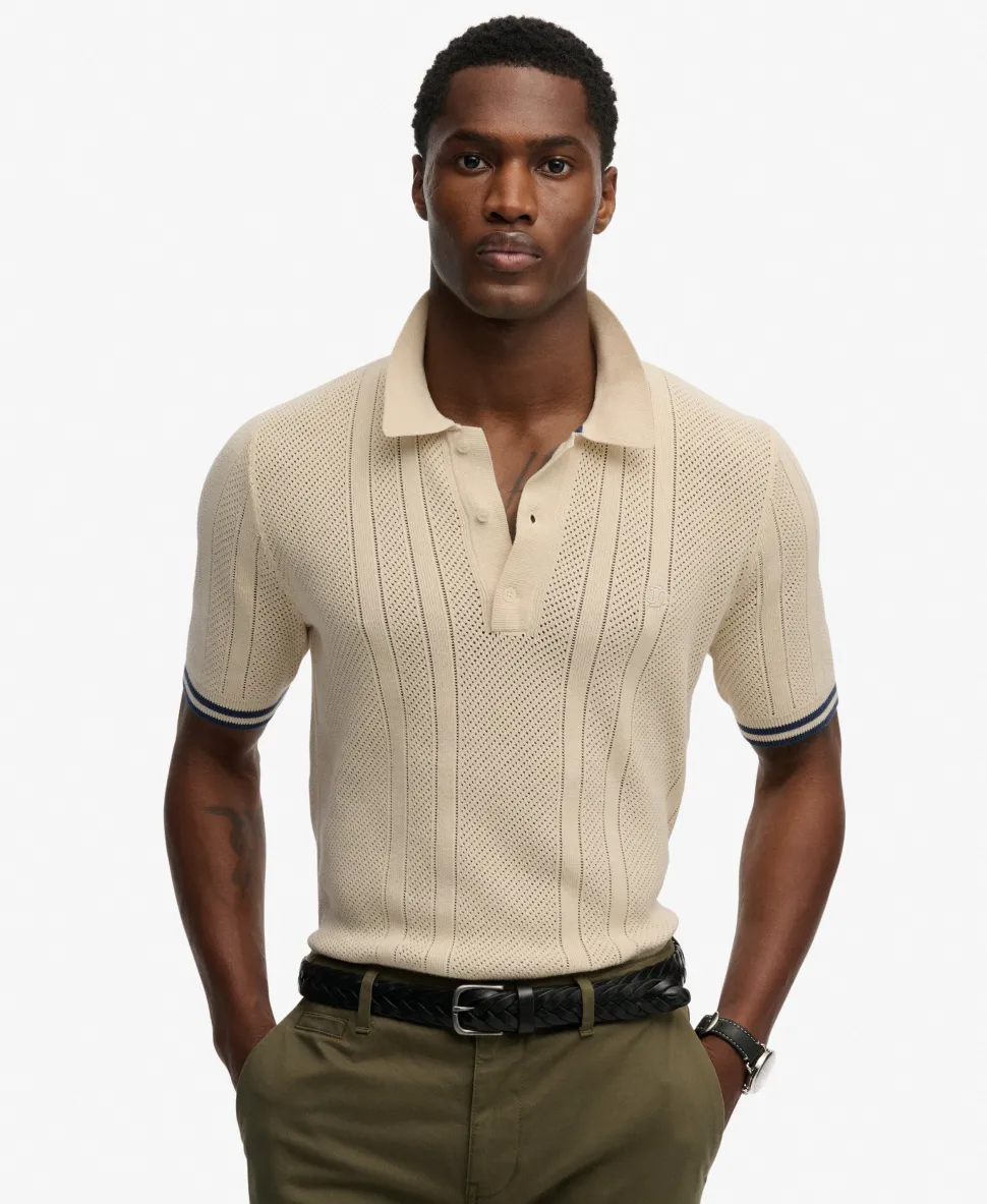 Knitted Texture Short Sleeve Polo Shirt
