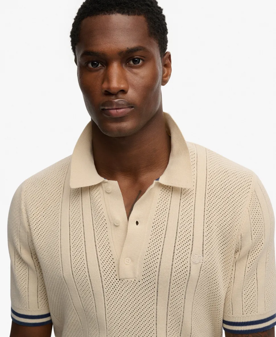 Knitted Texture Short Sleeve Polo Shirt