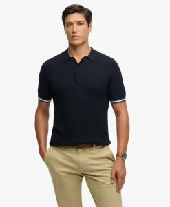 Knitted Texture Short Sleeve Polo Shirt