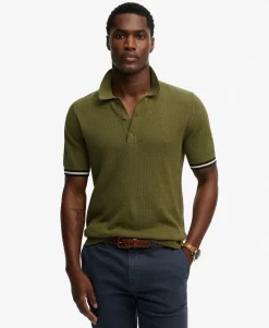 Knitted Texture Short Sleeve Polo Shirt