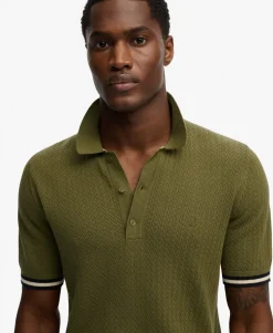 Knitted Texture Short Sleeve Polo Shirt