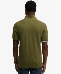 Knitted Texture Short Sleeve Polo Shirt