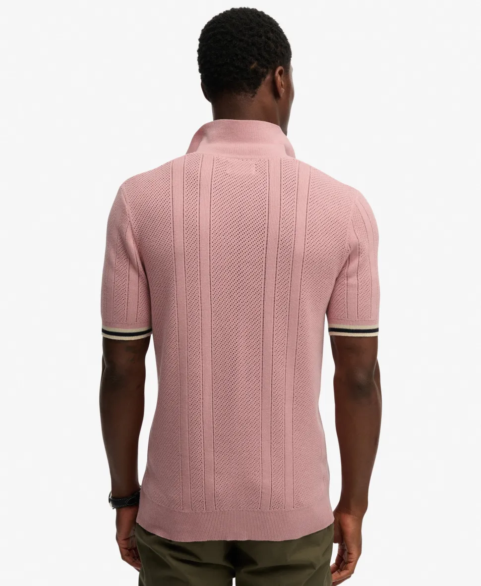 Knitted Texture Short Sleeve Polo Shirt