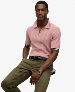 Knitted Texture Short Sleeve Polo Shirt